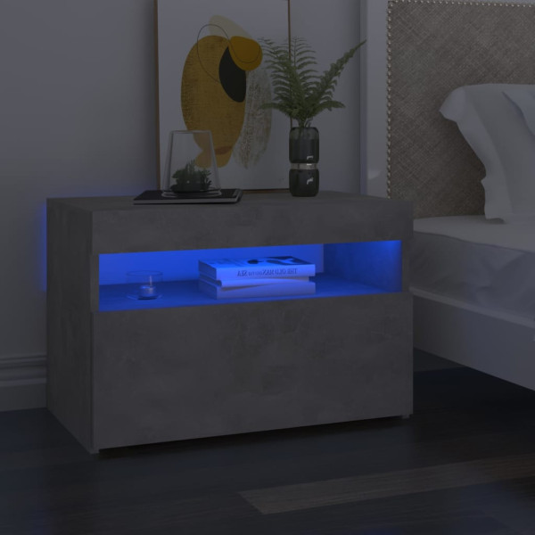 2x Szafka Nocna Stolik Komoda Szara z LED Do Sypialni 60x35x40 cm