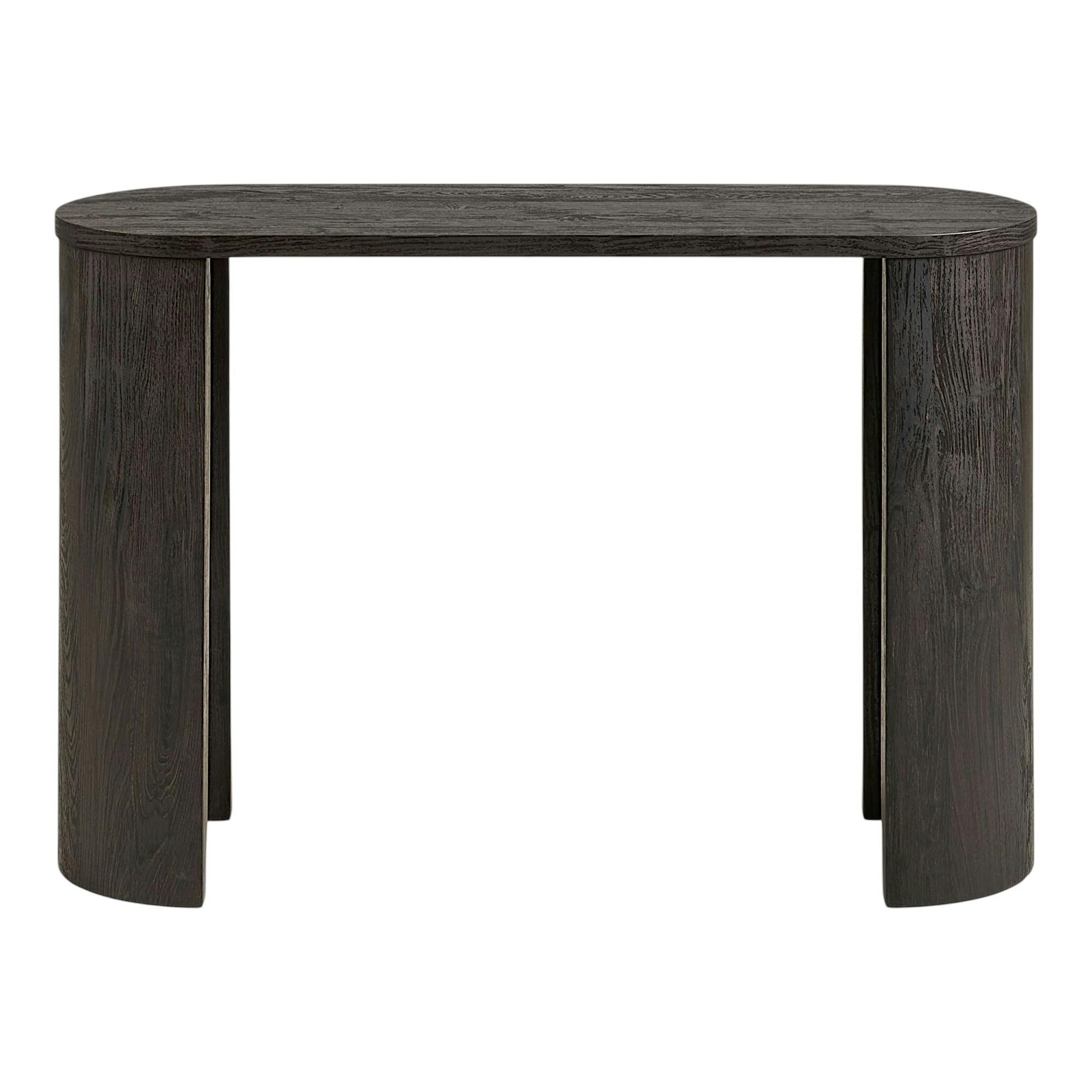 Console d’entrée ovale décor bois foncé rétro-chic MATERA