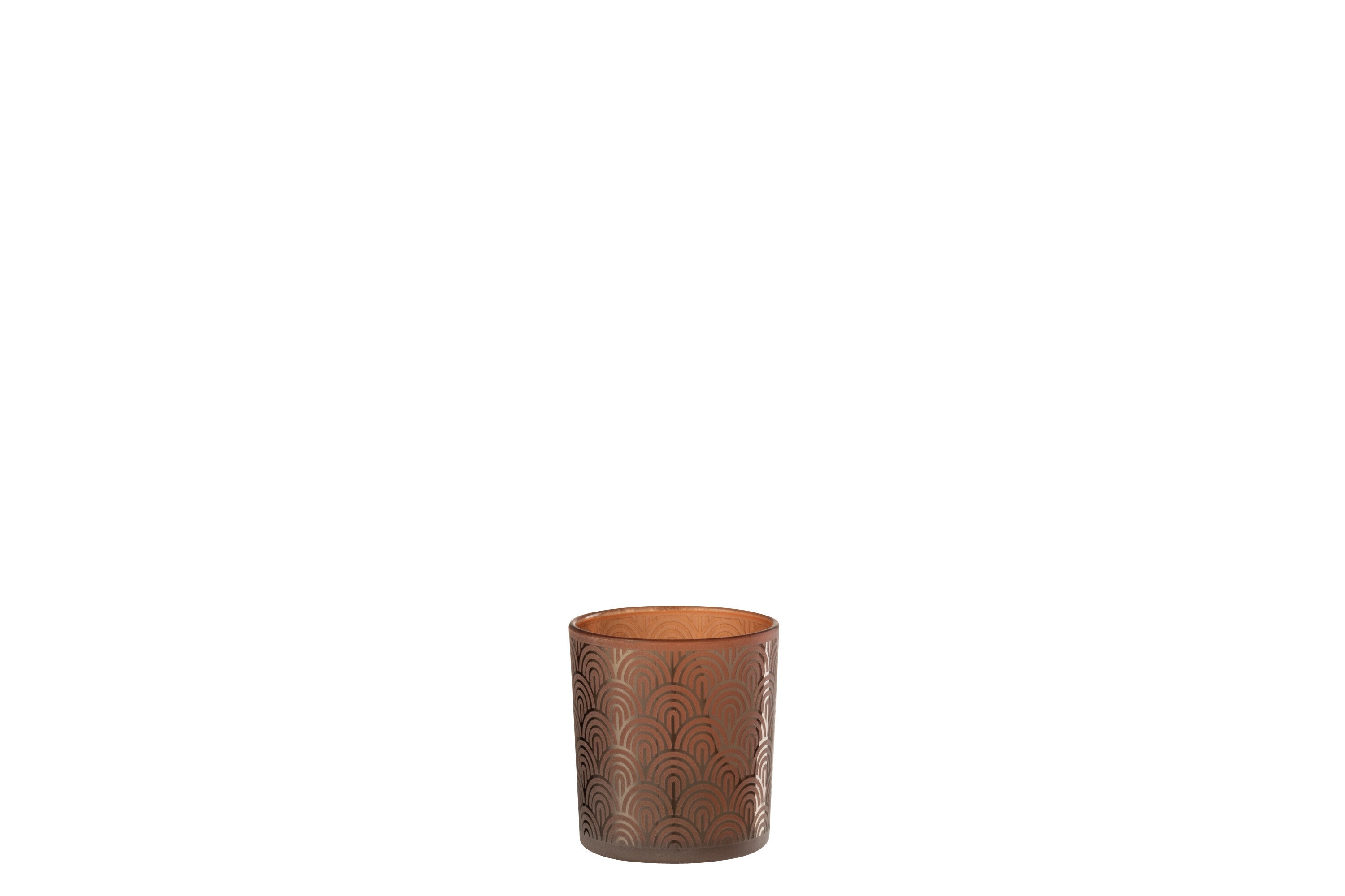 J-Line windlicht Boog - glas - oranje - small - 4 stuks
