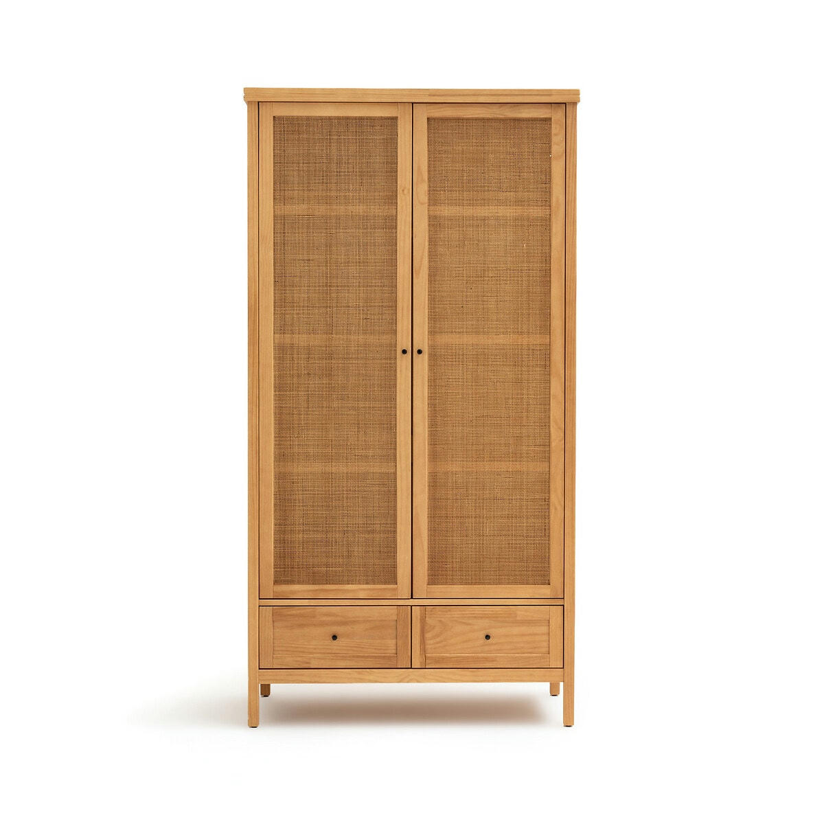 Armoire 2 portes pin massif et cannage, Gabin