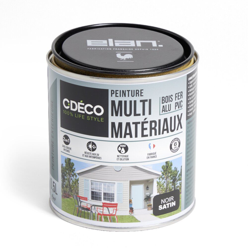 Peinture C'DéCO tous supports 500ml noir satiné