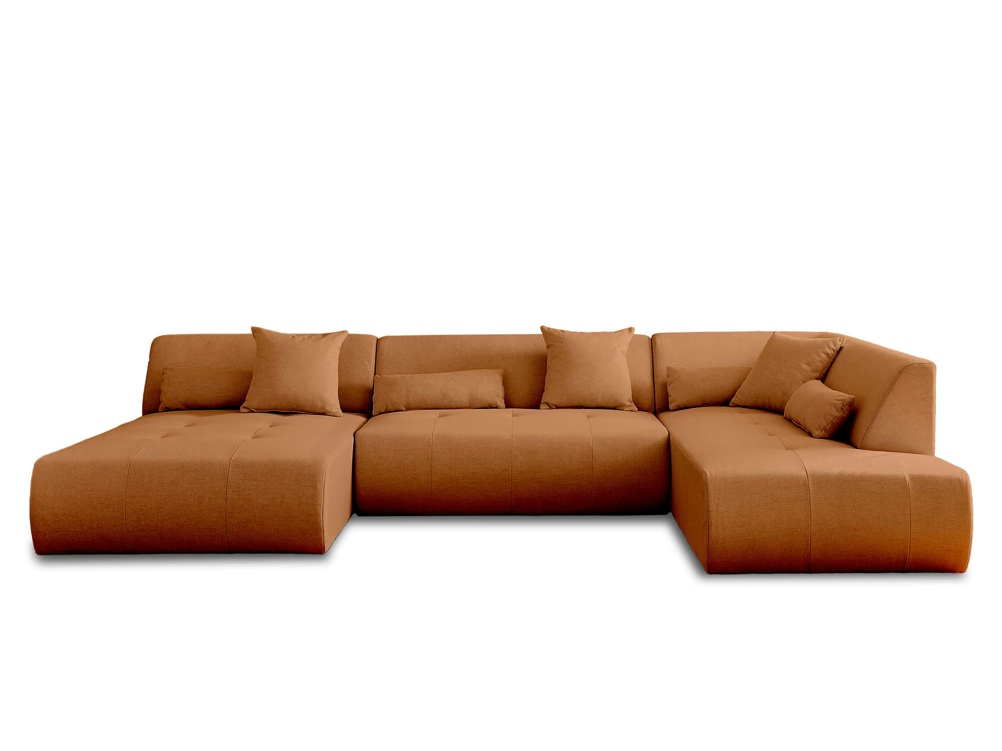 ONYX - Canapé modulable 7 places angle droit en tissu rouille