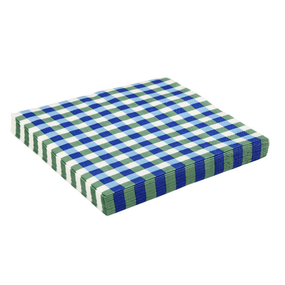 Serviette papier x20 carreaux blanc et bleu 33x33cm