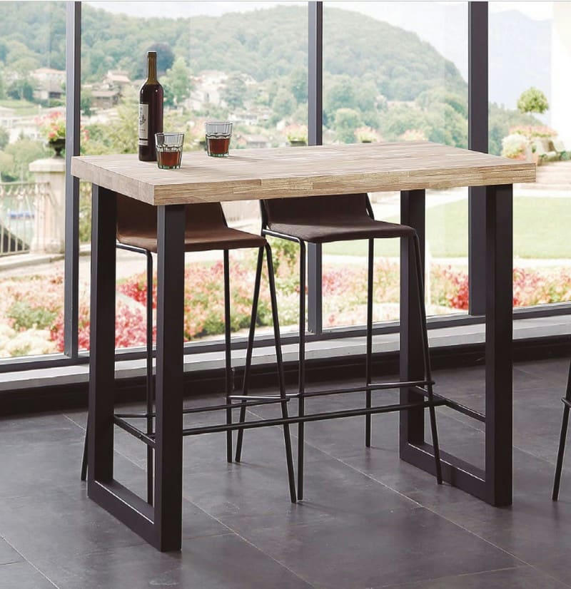 MATIKA - BODEGA - Table haute acier/bois L 120