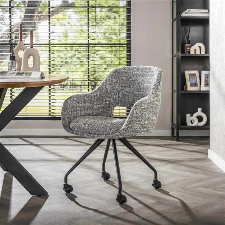 Hoyz Collection - Armstoel Spring Wieltjes - Eagle Staalgrijs - Set van 2