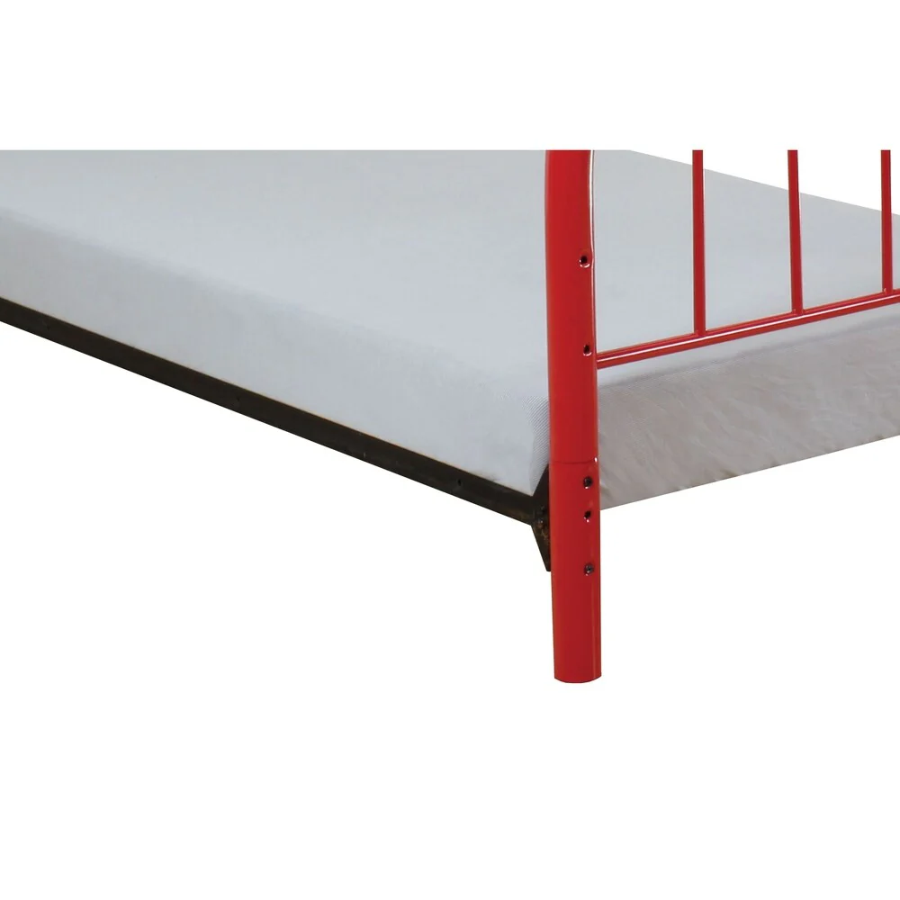 Metal Twin Headboard and Footboard with Curved Spindles, Red