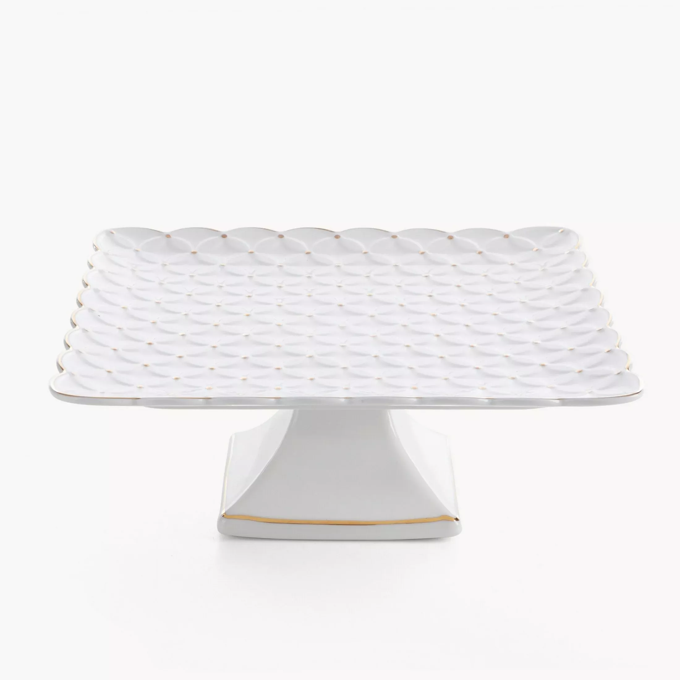 Patera ceramiczna dekoracyjna kremowa z złotymi akcentami 27x27x10 cm BELIA