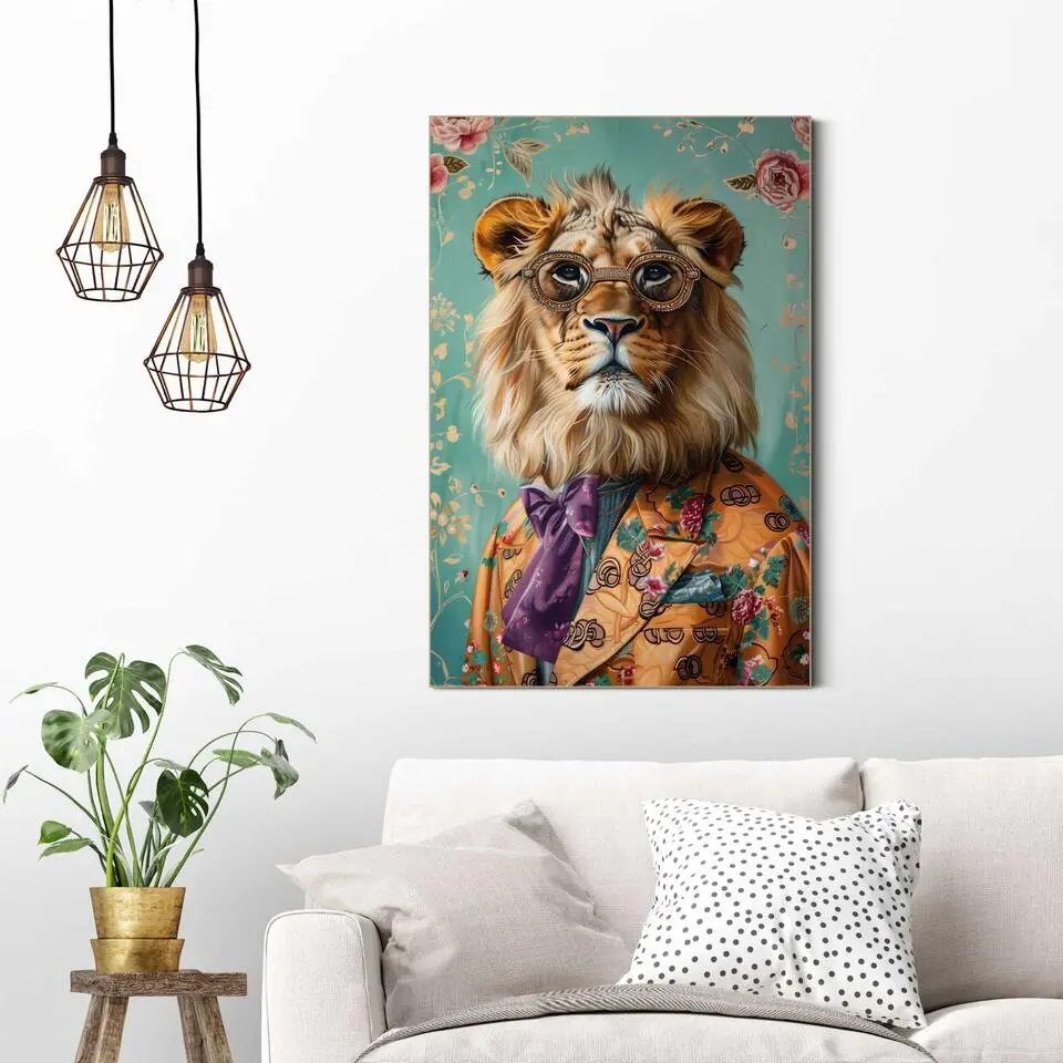 Schilderij Dandy Lion Portrait - 60 x 90 - Bont