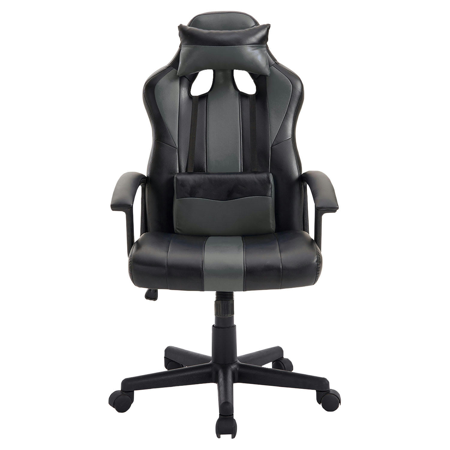 CRASH - Fauteuil de bureau gamer en simili cuir noir et gris