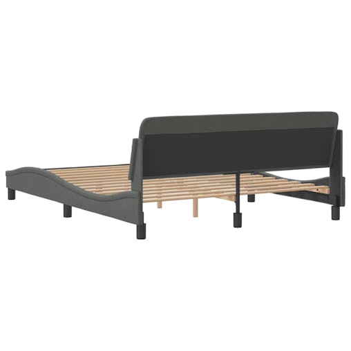 NNEVL Bed Frame with Headboard Dark Grey 152x203 cm Fabric
