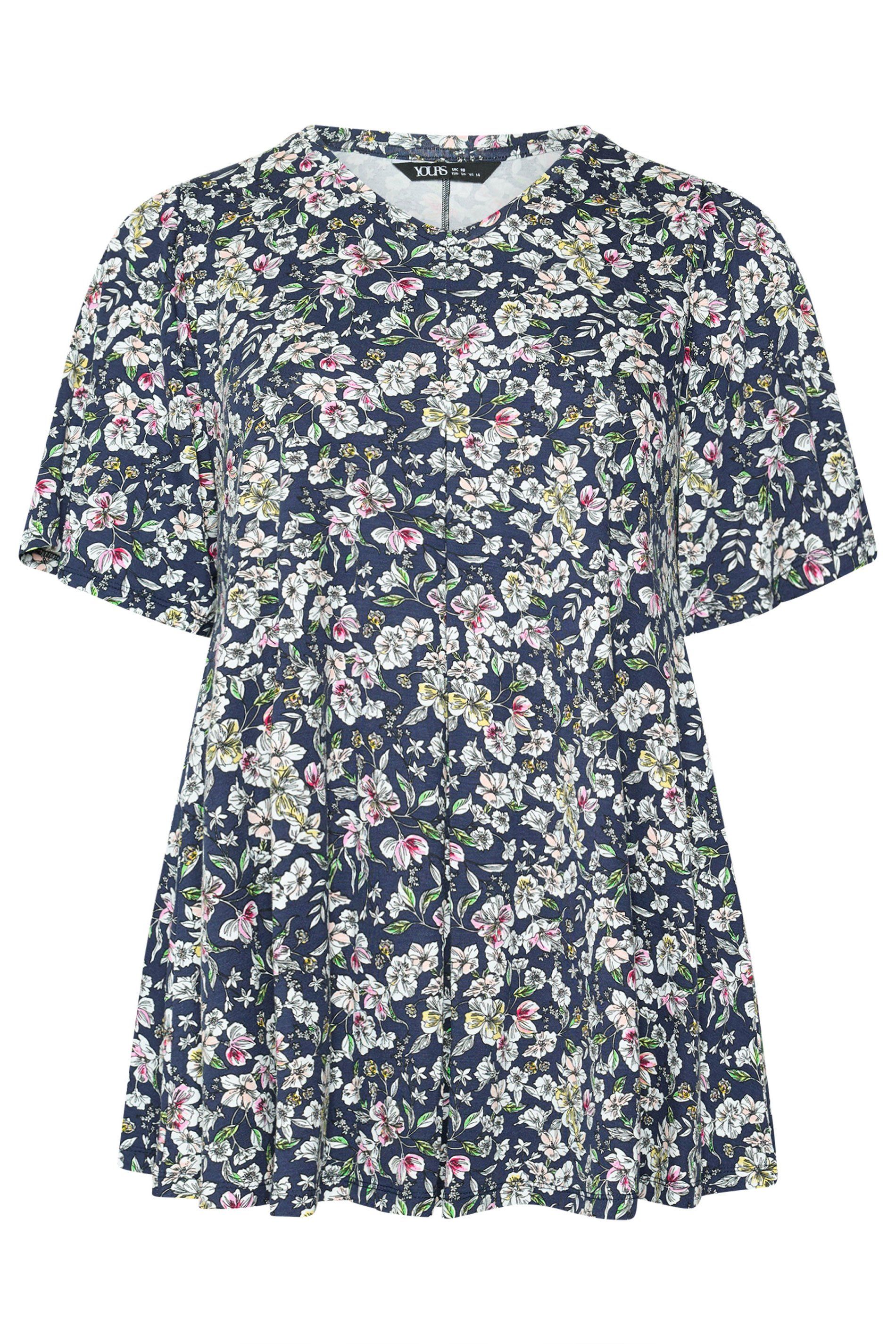 Yours Floral Pleat Front Top