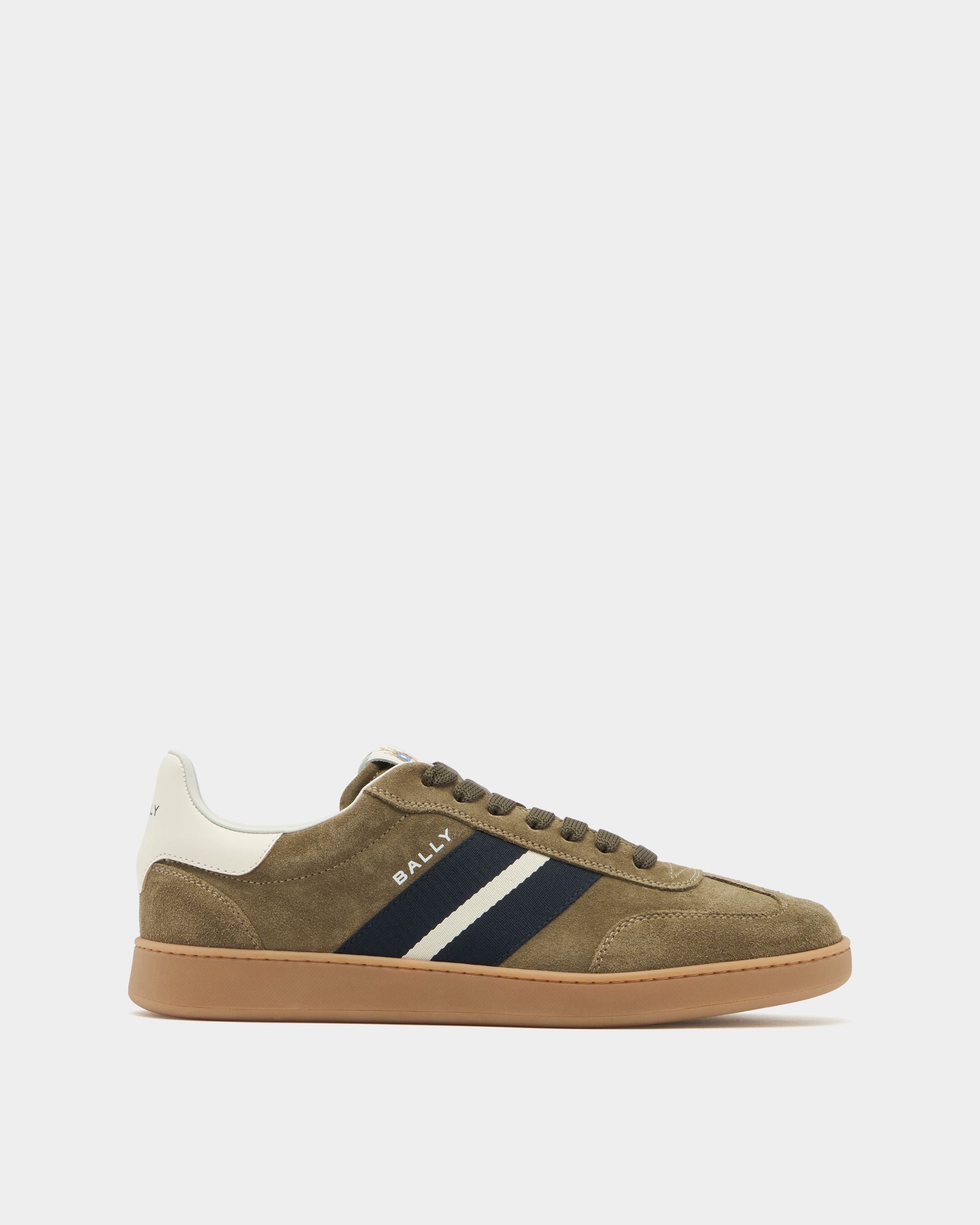 Retro Crest Sneaker aus grünem Wildleder