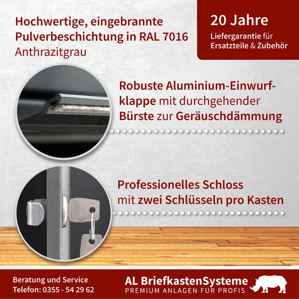 Briefkasten, Parteien: 1, Unterputzmontage, BxHxT: 57,1 x 38,5 x 11,6 cm