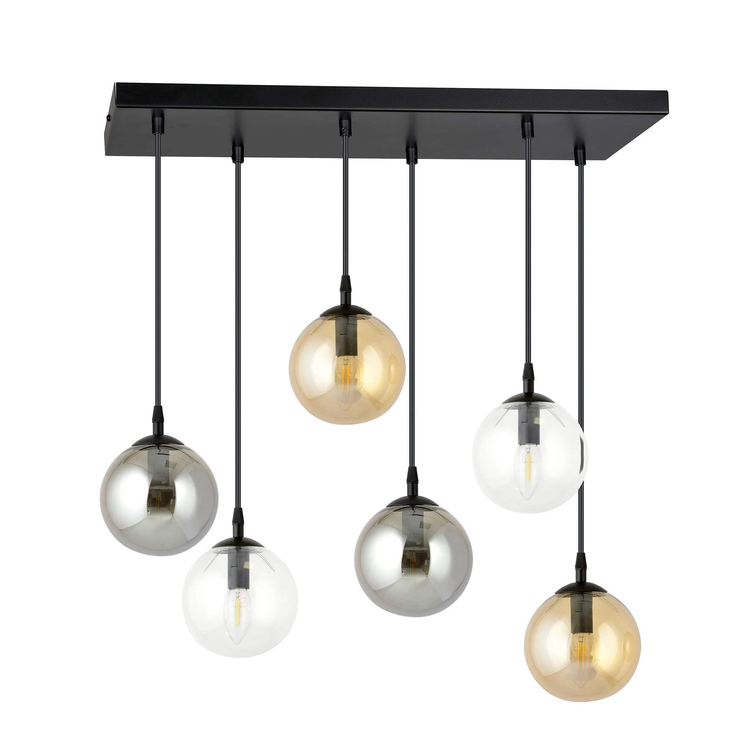 Glazen hanglamp eetkamer Cosmo 6-lichts