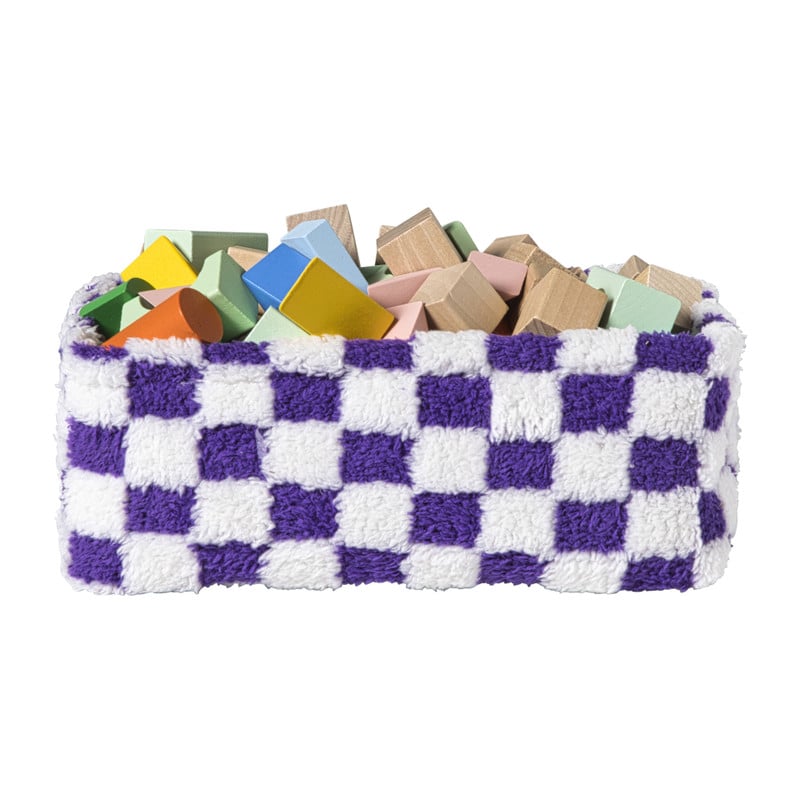 Mand checks klein - paars/wit - 11x30x20 cm