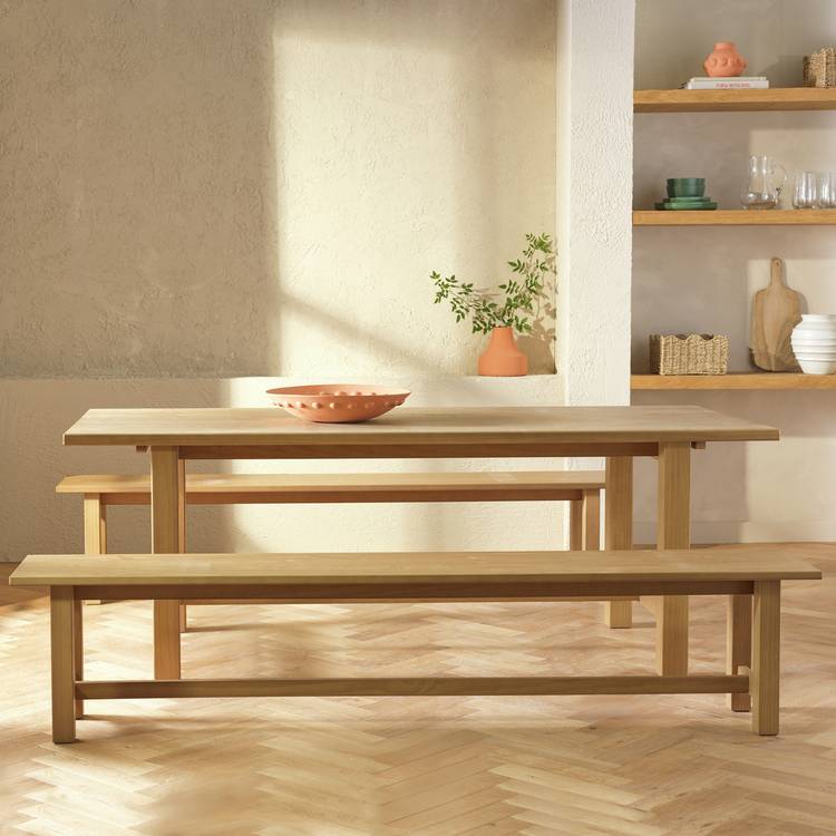 Habitat Denver Pine Dining Table & 2 Pine Benches