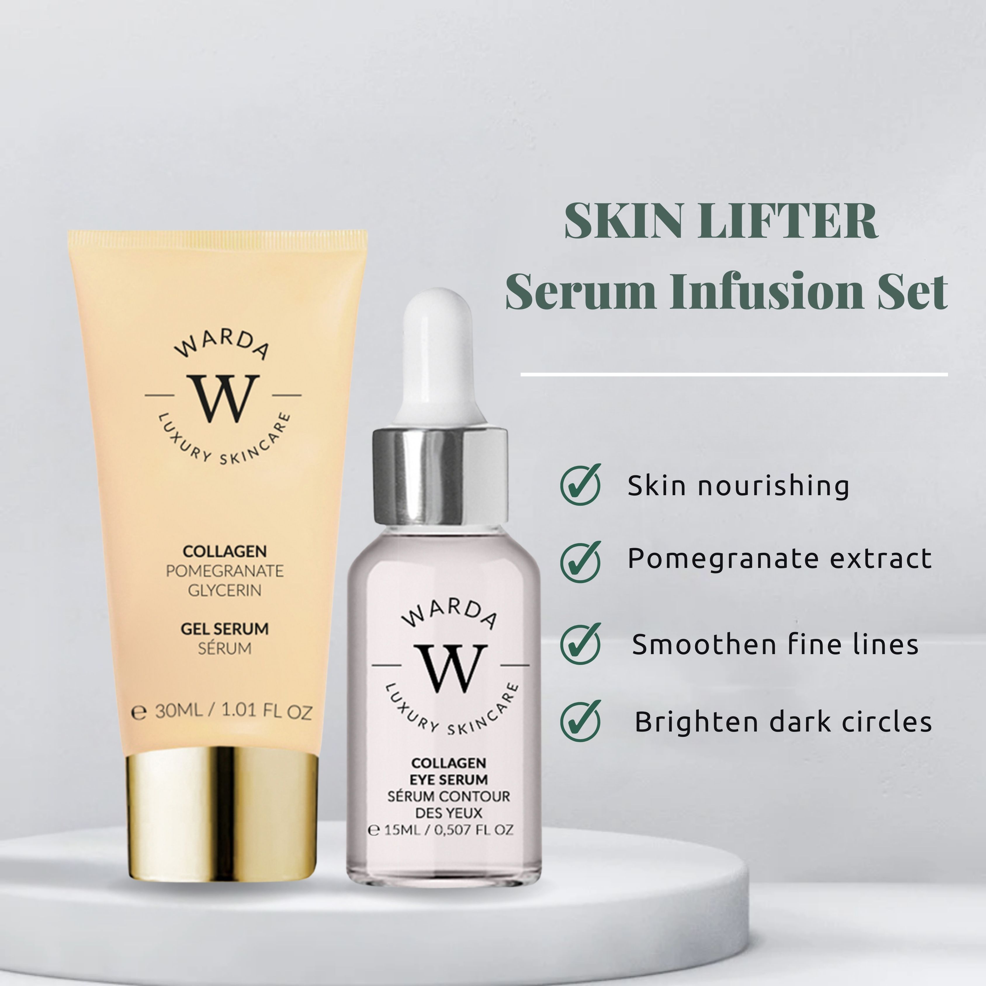 WARDA Skin Lifter Boost Collagen Eye Serum Anti-Aging 15ml  Anti-Wrinkle Gel Serum 30ml