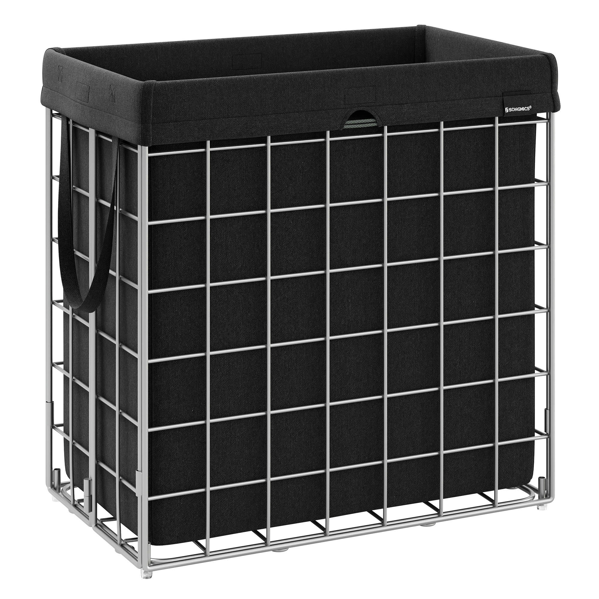 110L - Panier à linge sale 110L en métal argent et noir