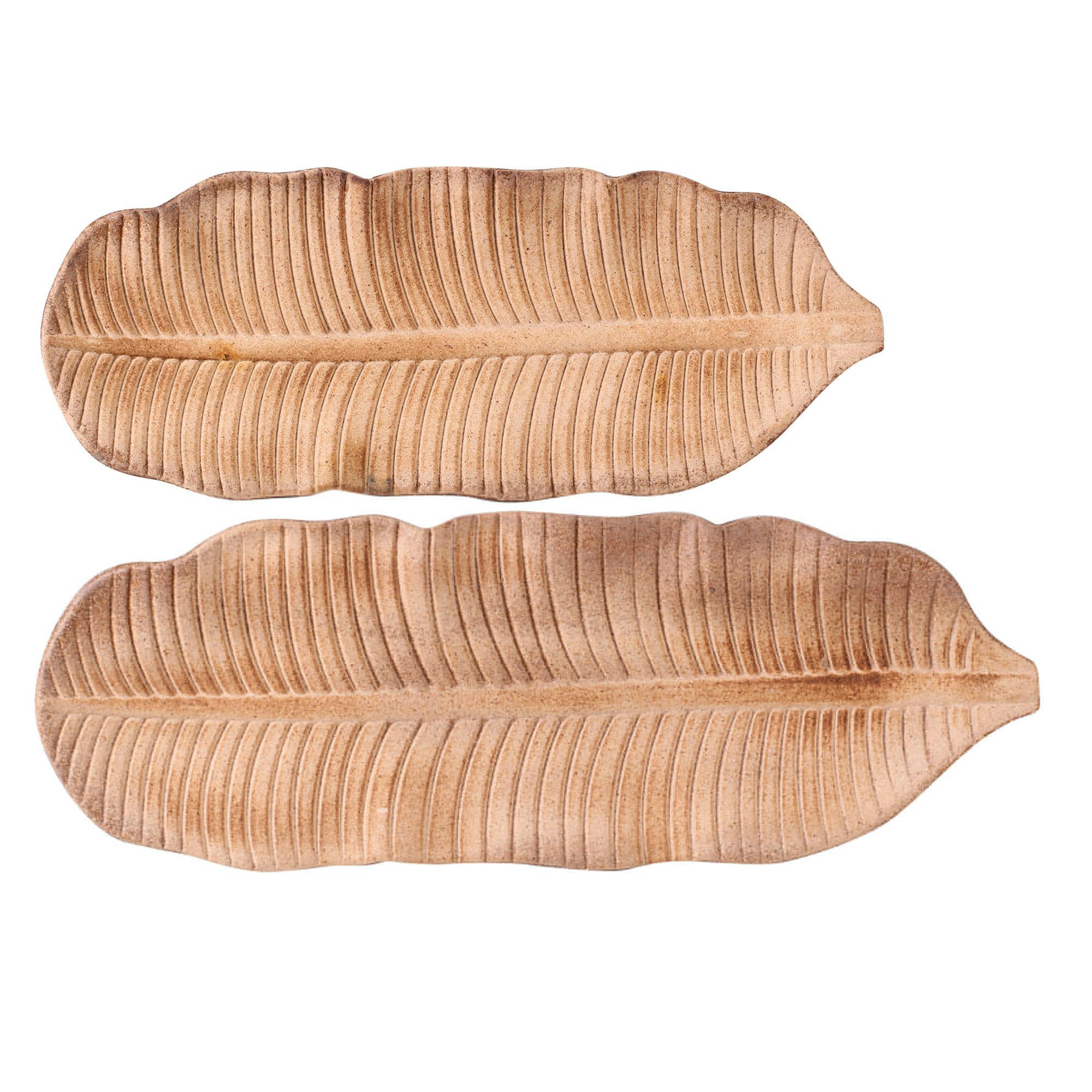 - Set de 2 vide-poches en bois feuilles