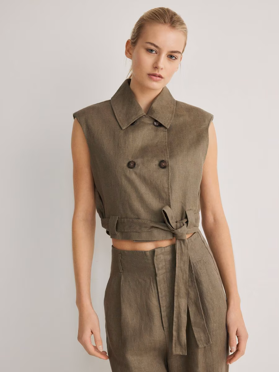 Linen Rich Cropped Vest