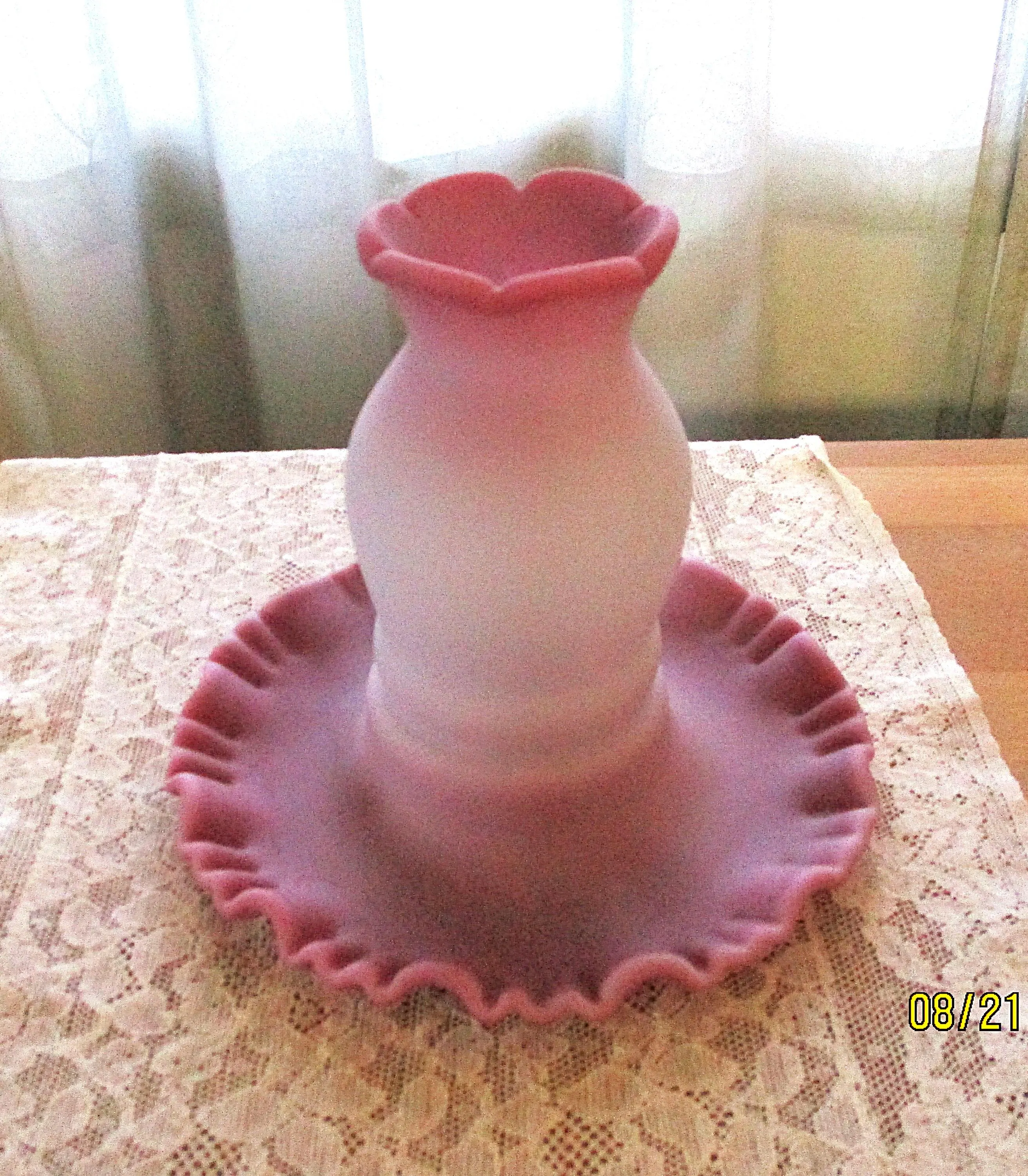 Vintage Fenton Fairy Lamp, Pink Burmese, One Piece, Night Light, Nursery Light, Home Decor