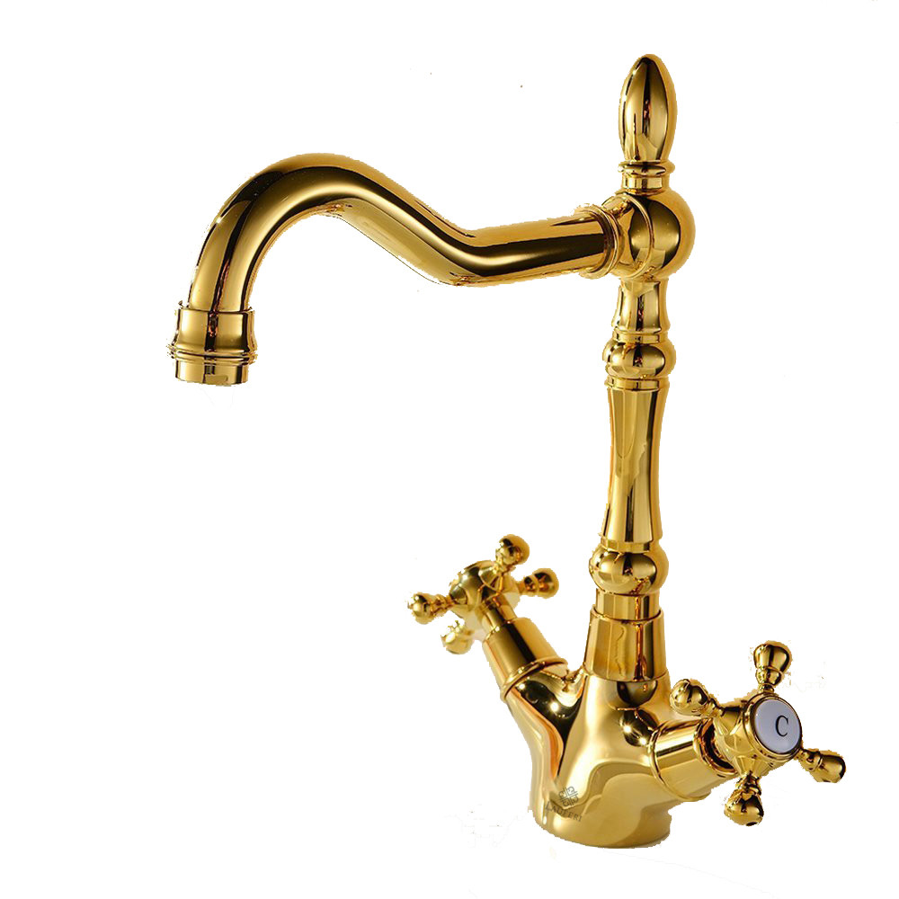 Bateria umywalkowa retro ROMANA złota