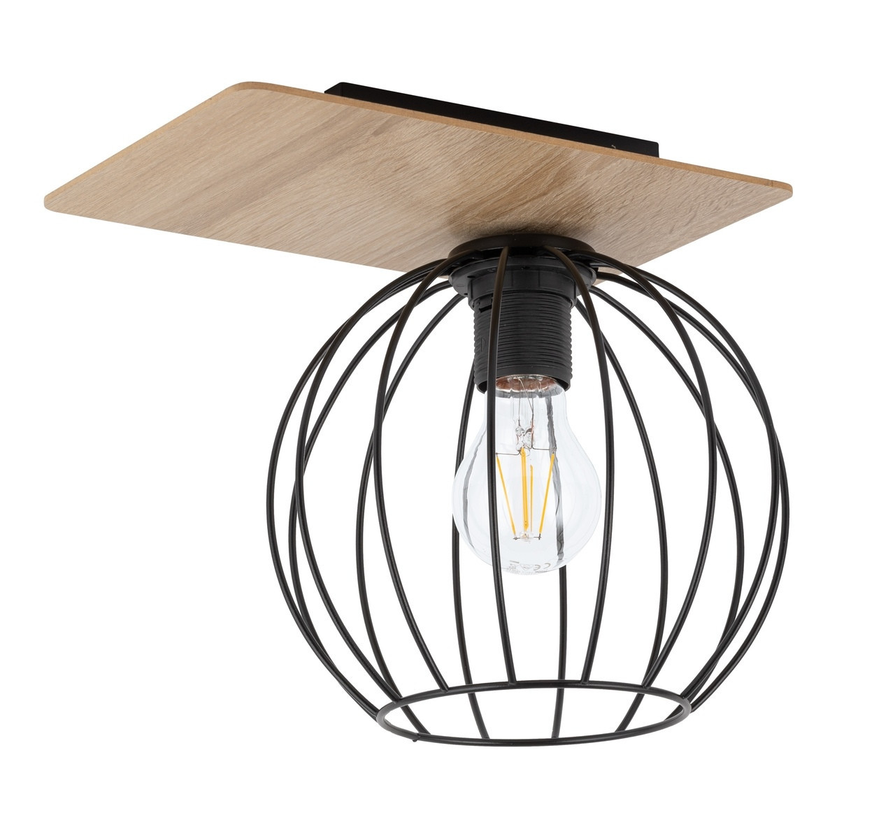 Lampa sufitowa jasne drewno-czarna Cyber 1xE27x15W wym: 24x30x23 cm Sigma