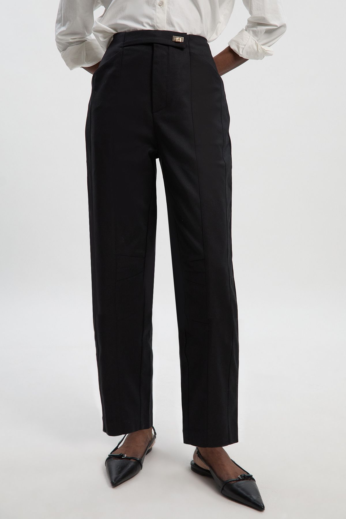 KarenMillen Techno Barrel Leg Woven Trousers