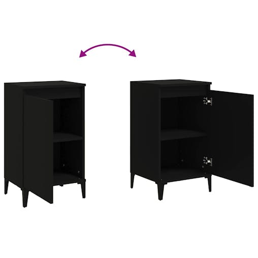 NNEVL Bedside Cabinets 2 pcs Black 40x35x70 cm Engineered Wood