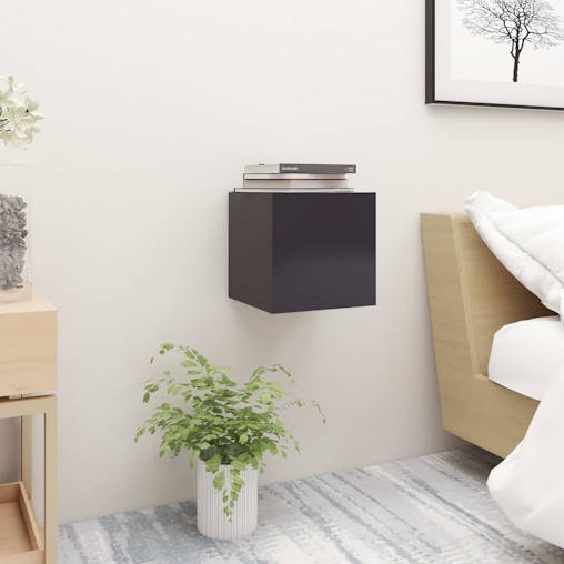 NNEVL Bedside Cabinet Grey 30.5x30x30 cm Chipboard