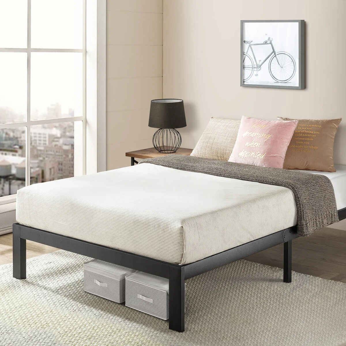 Heavy Duty Steel Slat Platform Bed Frame Series Titan E By Crown Comfort