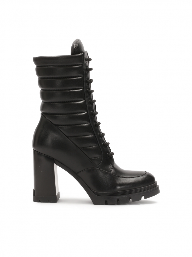 Quilted leather lace-up boots