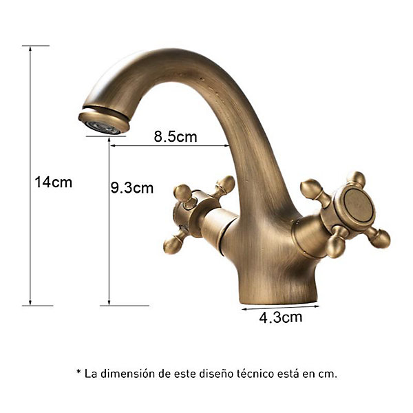 Melangeur lavabo retro AGNES or ancien