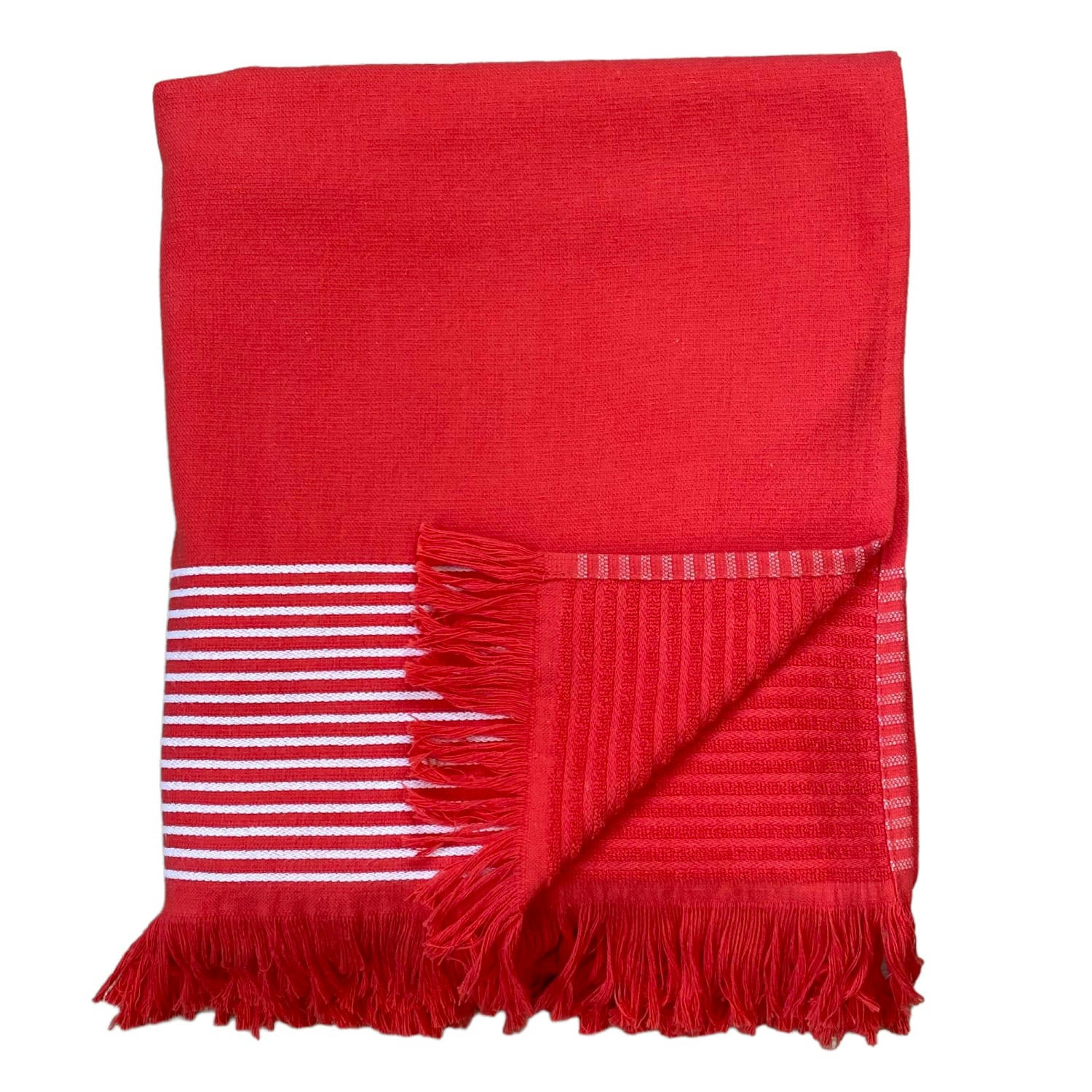 DOUBLÉE ÉPONGE - Fouta doublée éponge "Paski" Rouge 90x170