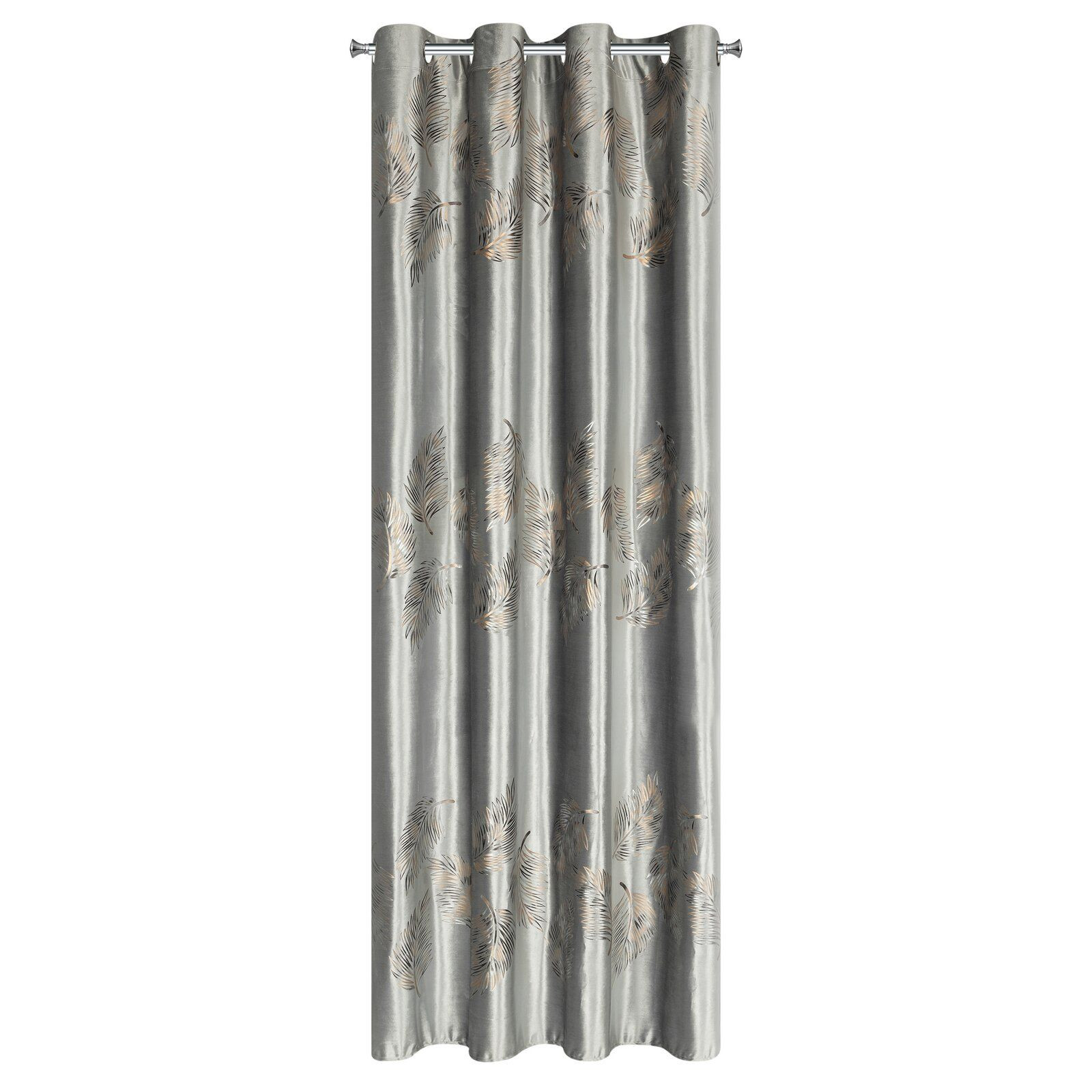 Zasłona IDALIA szara 140x250 cm welwet liście efekt glamour na taśmie