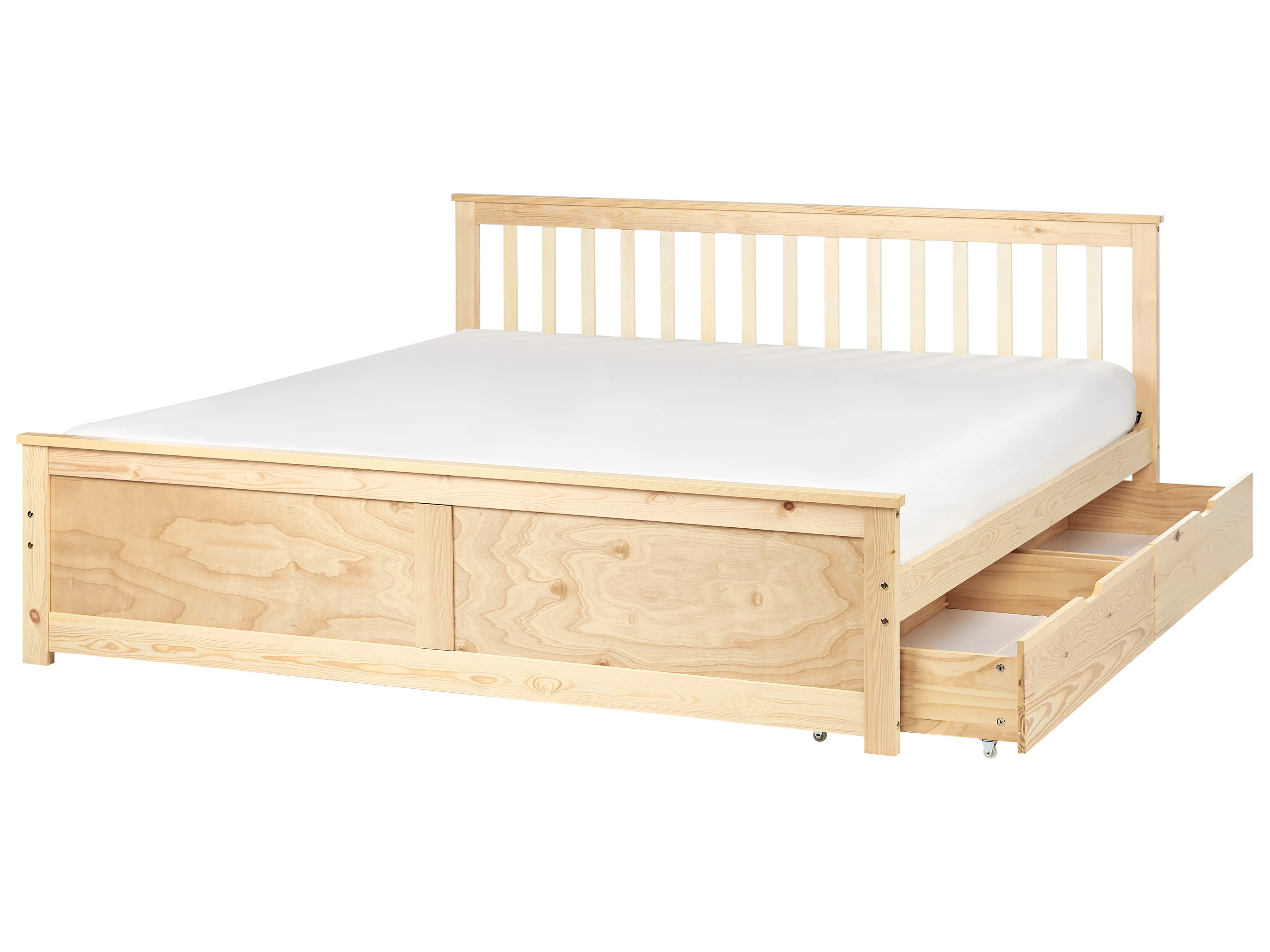 Bed with 2 Drawers Pine Wood OLENDON 180 x 200 cm (EU Super King) Light Brown