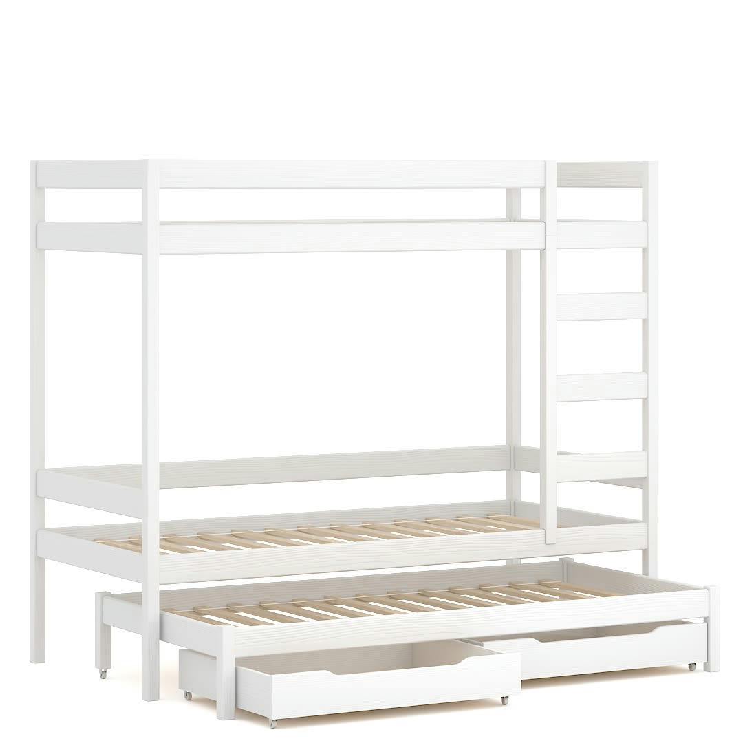 - Lit superposé en pin massif 180x80 blanc