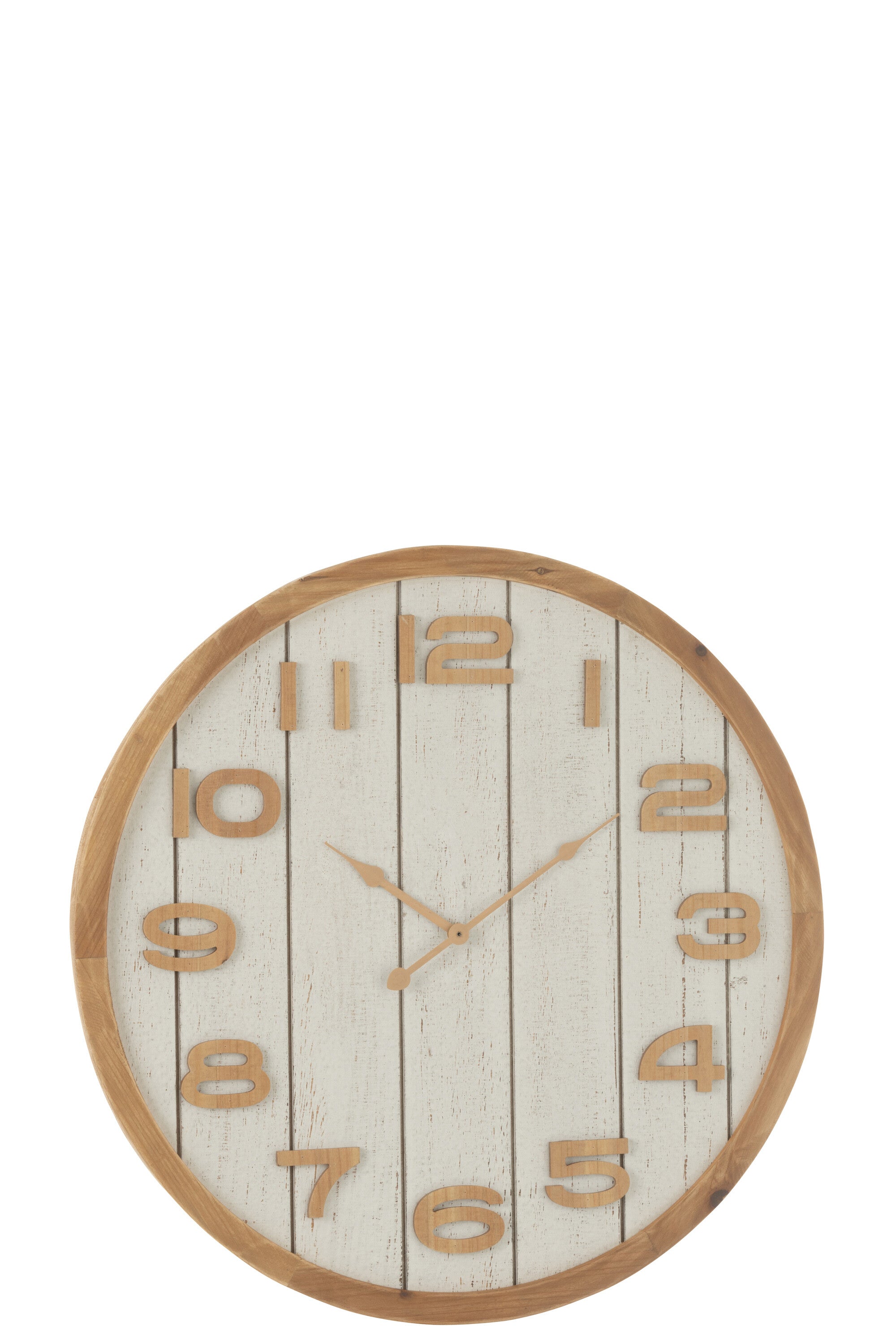 J-Line klok - hout - wit/naturel - large - Ø 60 cm