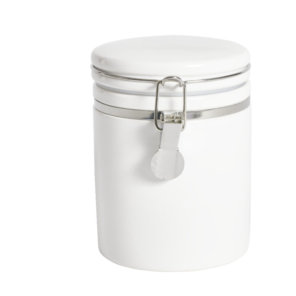 Pot en céramique blanc avec clip en métal Ø10xH13cm