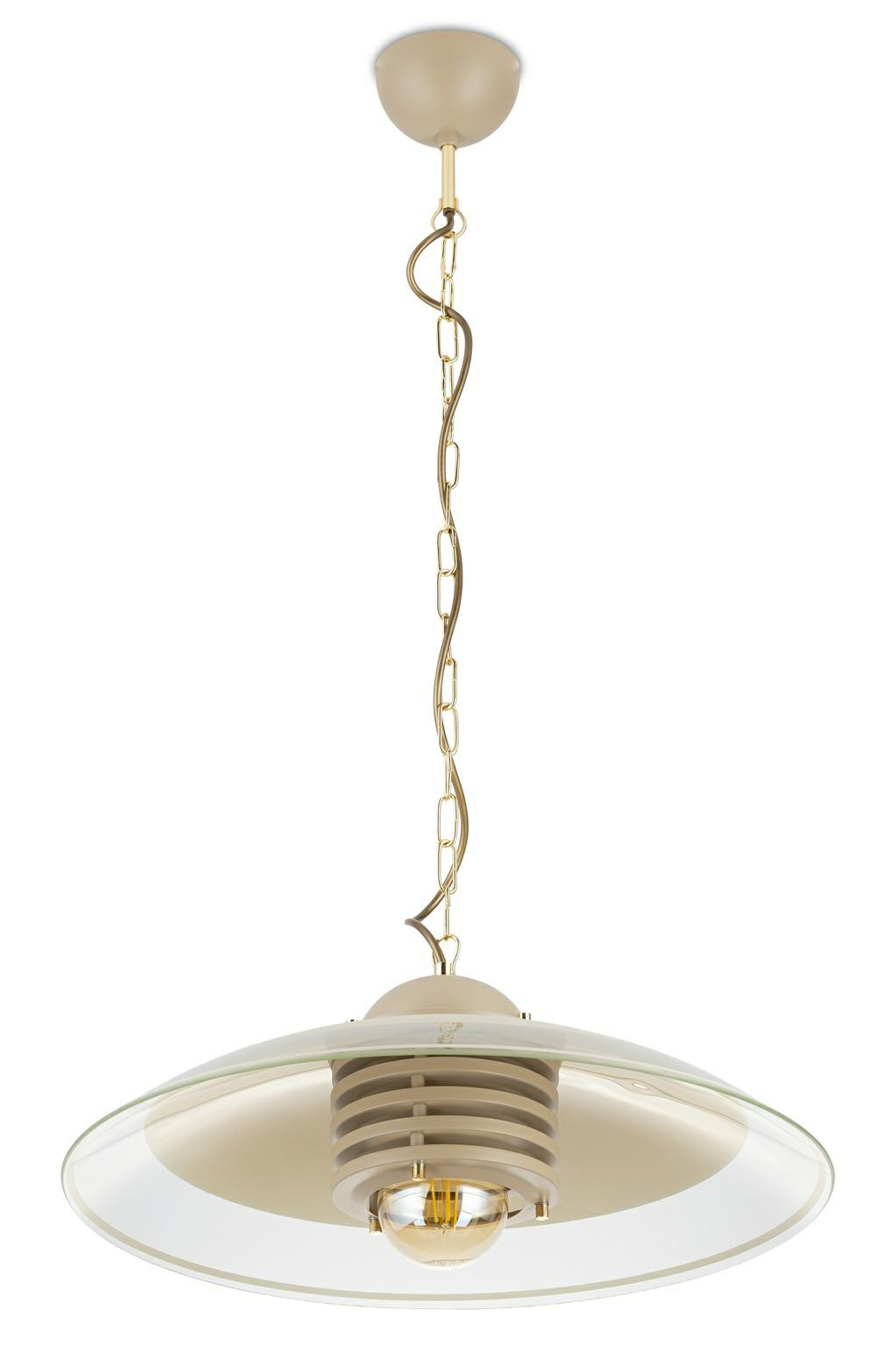 Lampa Wisząca Kitchen Beżowo-złota 1xE27 47 cm Nowoczesna Kuchnia Taupe