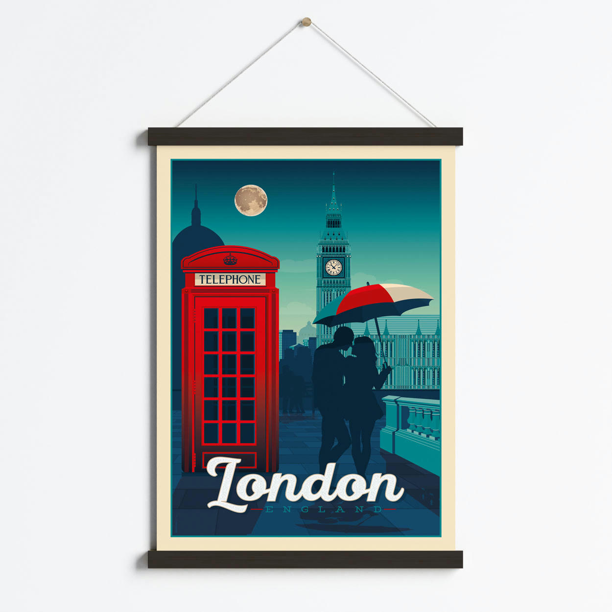 - Affiche Londres Royaume-Uni + Cadre Magnétique (Bois Noir) 50x70 cm