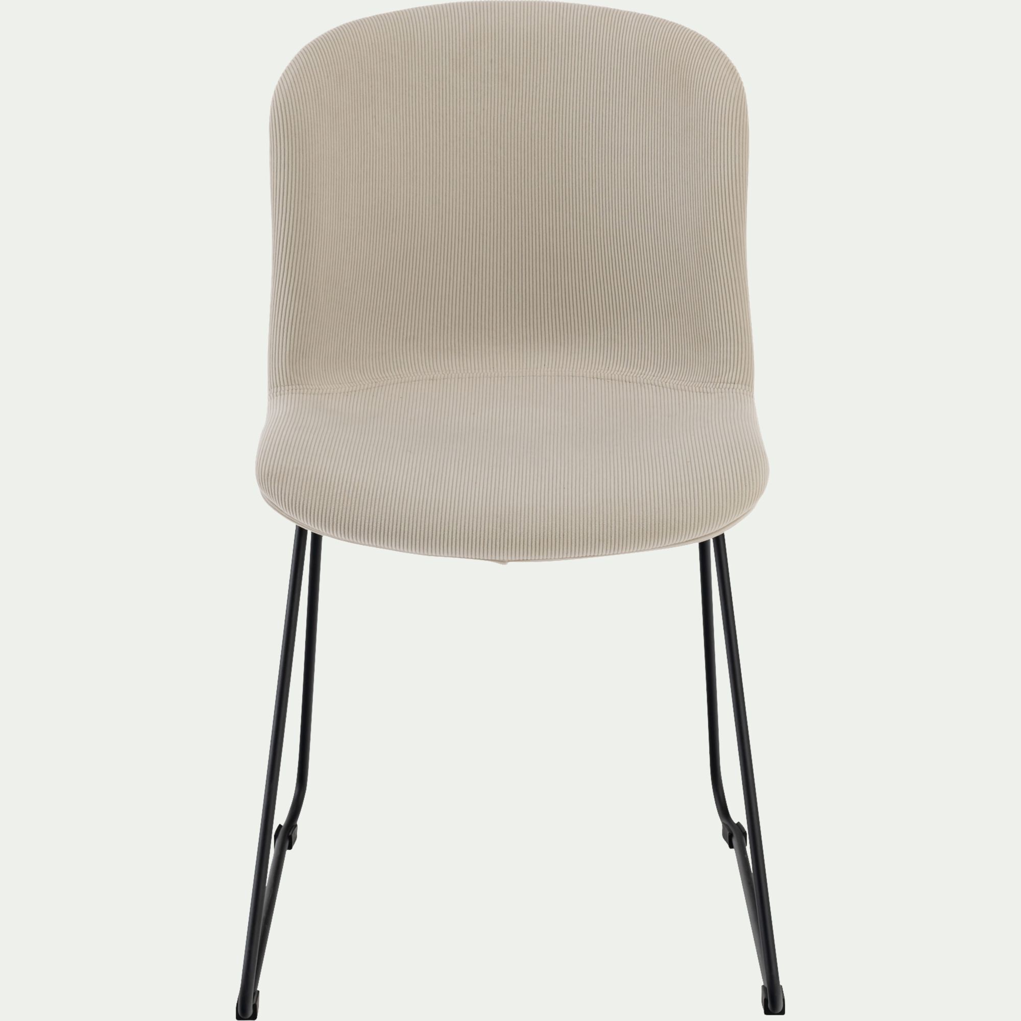 DINA - Chaise en tissu sans accoudoirs et pieds traineaux - beige