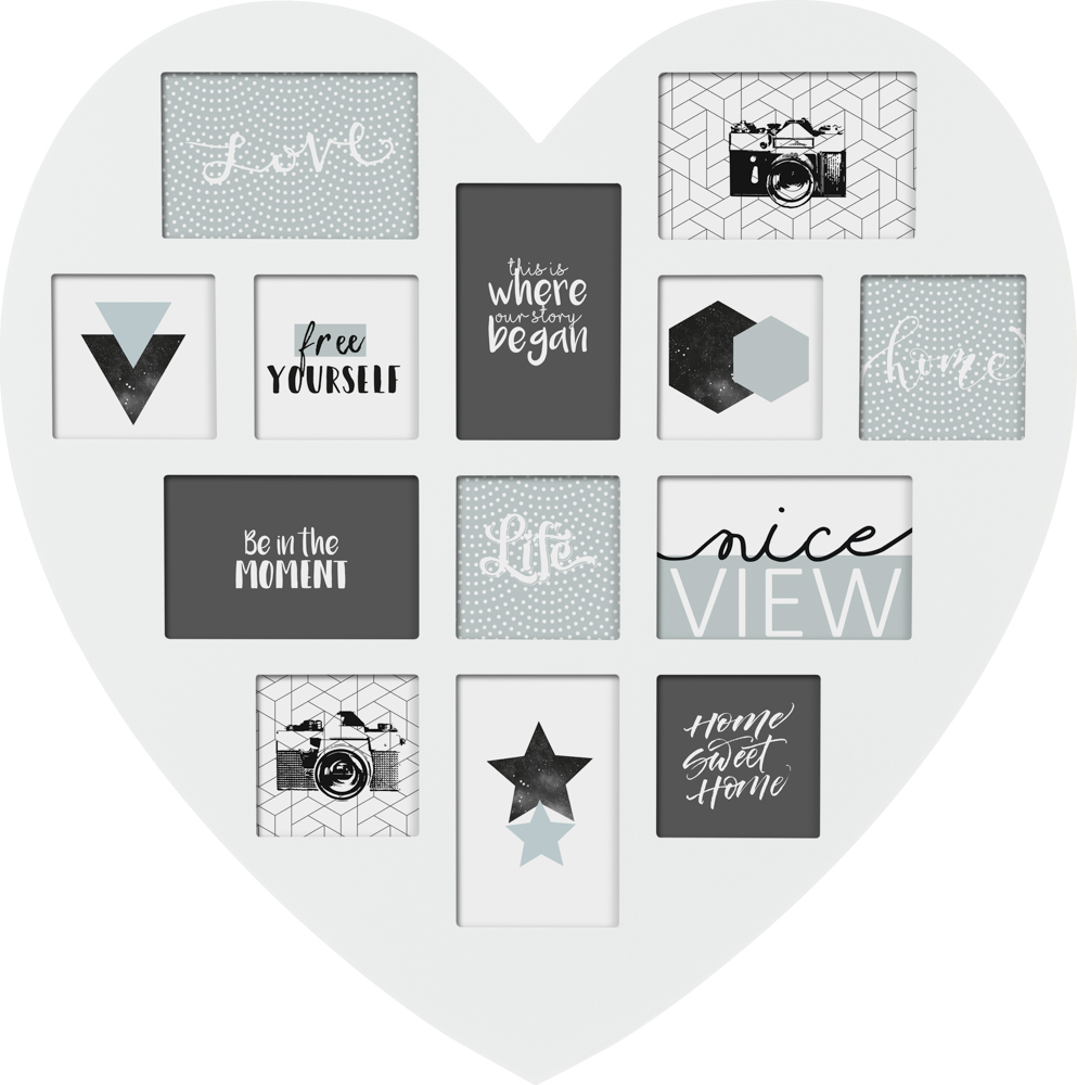 Multimoldura coração branca