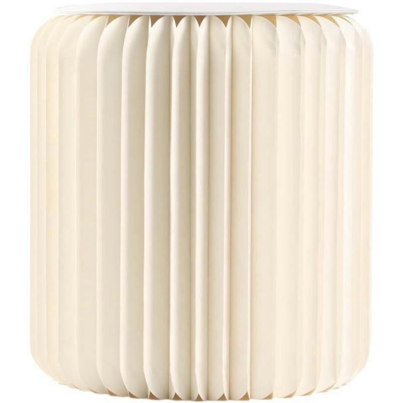 - Pouf design en carton plié 35 cm blanc cassé