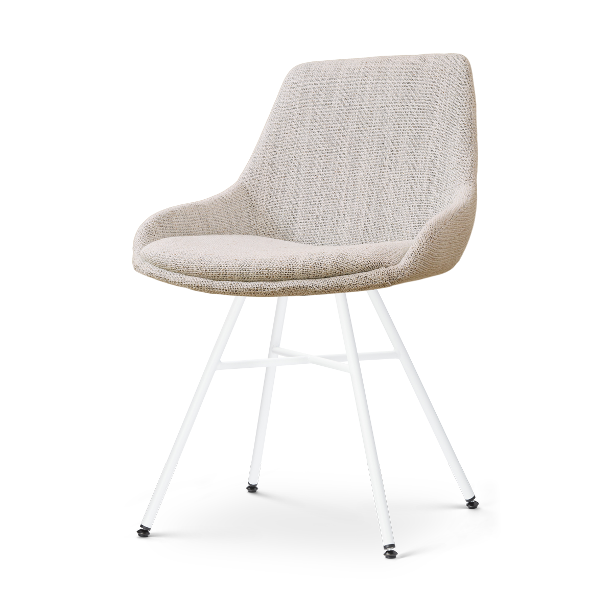 Nolon Noa-Isa Eetkamerstoel Beige Gemêleerd - Stof - Wit Onderstel