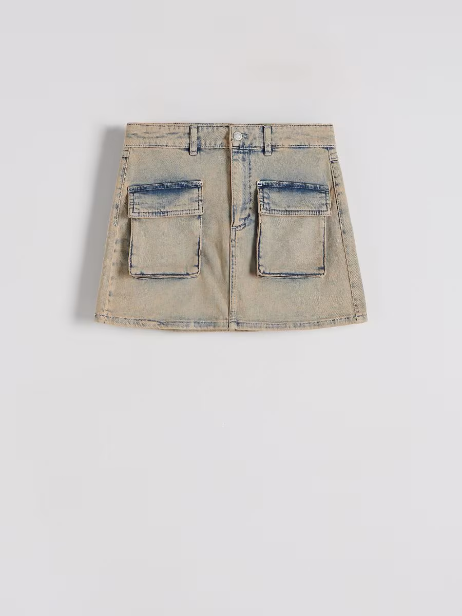 Denim Skirt With Wash Effect
