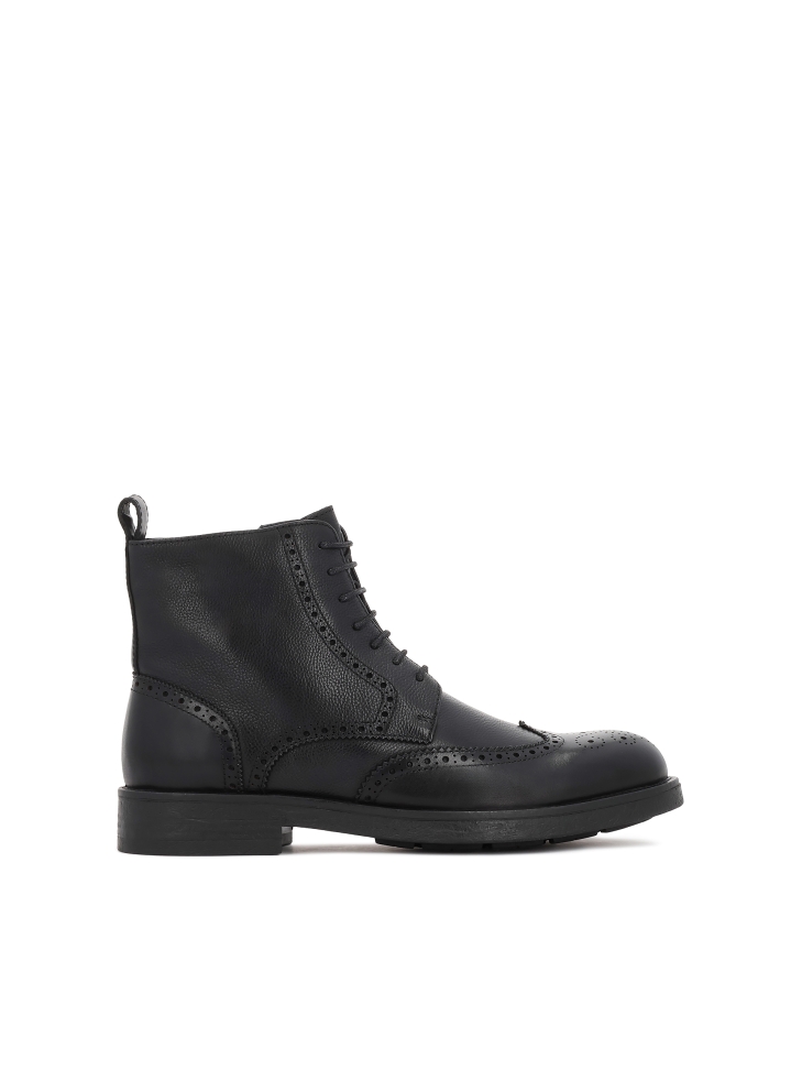 Men's leather boots with openwork decoration