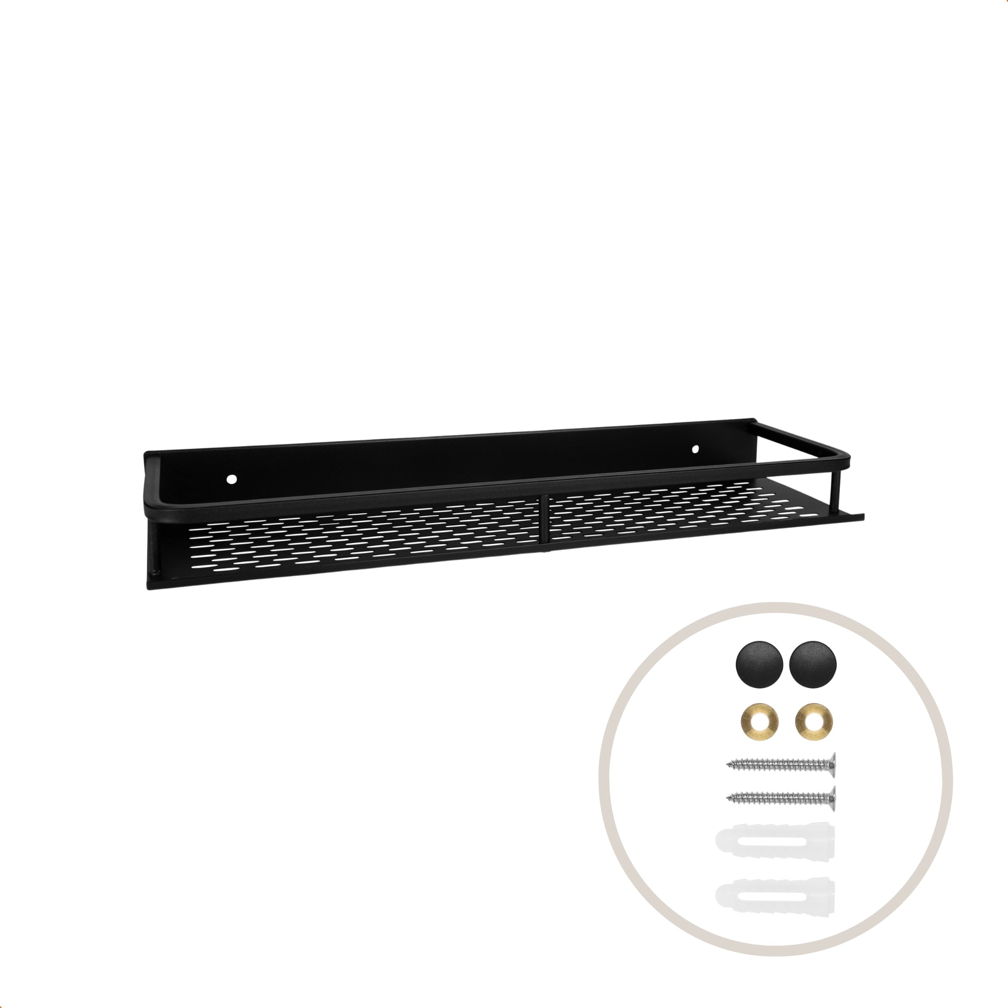 QUVIO Badkamer plankje Aluminium - Zwart - 40 cm - set van 3