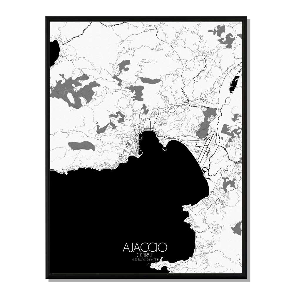 - Affiche Ajaccio Carte N&B 40x50
