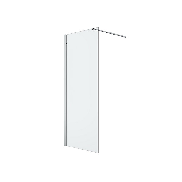 Paroi de douche à l'italienne fixe l.80 x H.195 cm, verre transparent, profilés alu chrome, GoodHome Ledava